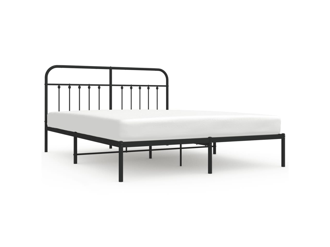 Bed Frame, Bed Frames Vidaxl Preto Aço (183 X 213 Cm)