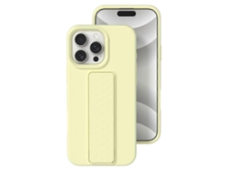 Capa Protetora De Silicone Líquido Com Suporte Oculto Para Iphone 16 Pro, Amarela