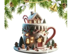Decoração Natal Formato Caneca Enfeites Árvore Decorações Festivas Pingente Festivo 2d Acrílico Ambientes GOKOCO