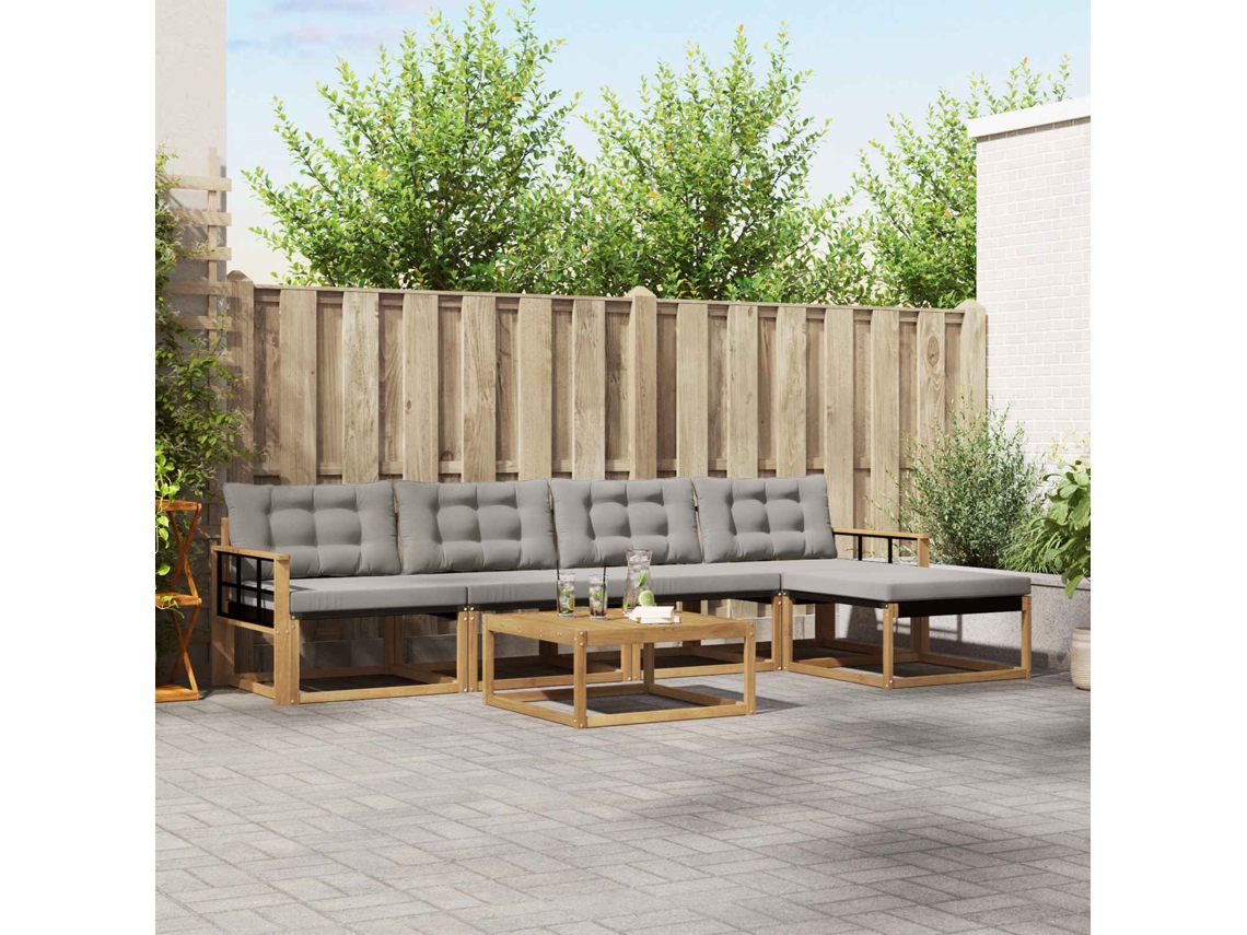 Vidaxl Conjunto De Sofás Para Exterior 6 Pcs Branco E Cinzento-claro