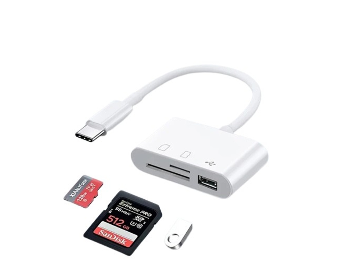 Leitor De Cartão Sd/tf 3 Em 1 Para Conversor De Câmera Usb C Aquaforge