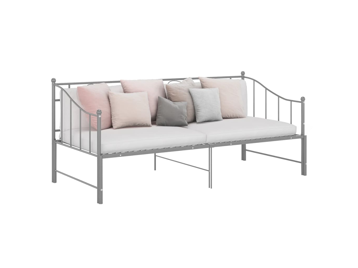 Estructura de sofá cama extraíble de metal gris de 90 x 200 cm