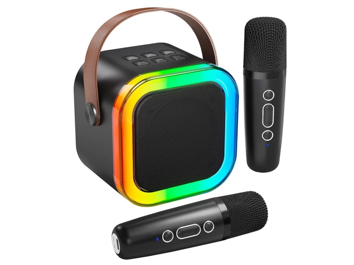 Máquina De Karaokê Para Crianças E Adultos Mini Microfone De Karaokê Bluetooth Portátil Alto Falante Para Cantar Com 2 Microfones Sem Fio Yizhood