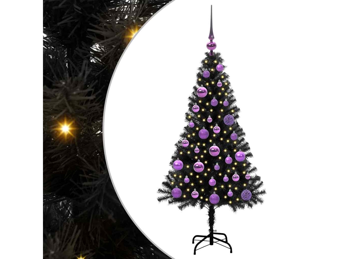 Árvore De Natal Artificial Com Led Vidaxl Preto Pvc (120 Cm)