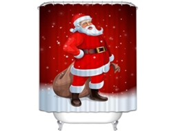 Cortina de chuveiro de Natal para banheiro, impermeável 180x180cm | S/MARCA