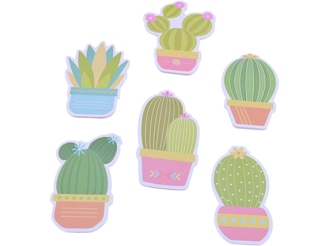 Conjunto de 6 blocos de notas decorativos em formato de cactos e animais fofos, acessórios de escritório, 30 folhas.