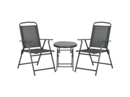 Conjunto de Jardim de 3 Peças com 2 Cadeiras 53,5x64x93 Cm e Mesa de Centro Ø45x50 Cm. em Metal. Cinza Escuro Ge