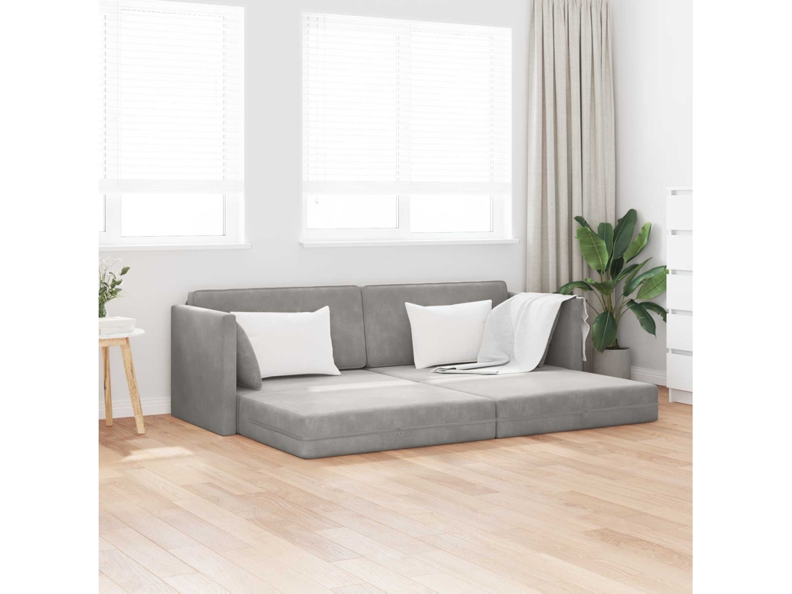 Vidaxl Sofá-cama De Chão Cinzento-claro 213 X 70 X 77 Cm Veludo