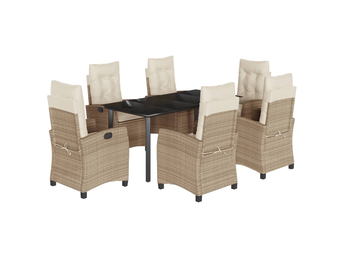 Garden Dining Set, Garden Dining Sets Vidaxl Bege Rattan / Vime (160 Cm Table Length)