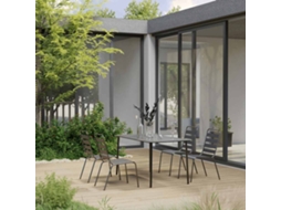 Vidaxl 5 Pcs Conjunto De Jantar Jardim Aço Cinzento Escuro