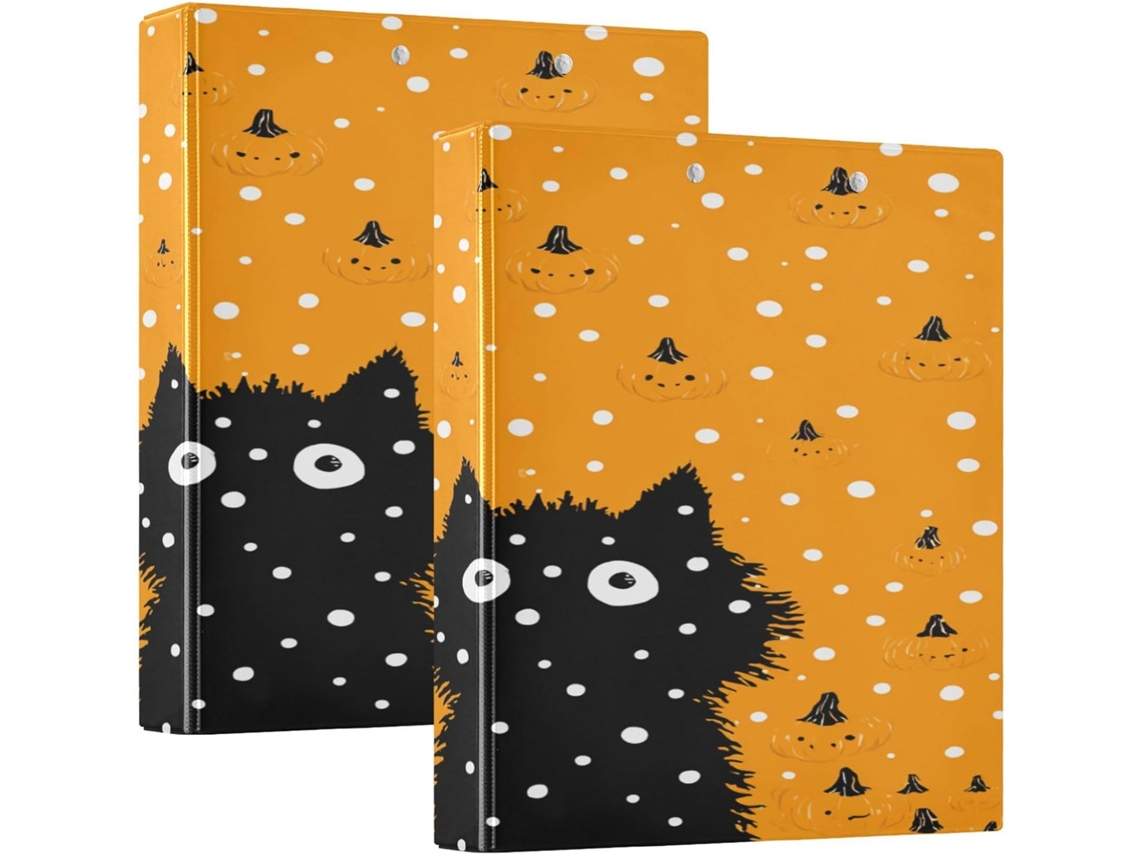 Pasta Divertida Com Estampa De Lobo Na Neve Abóbora 3, 8cm, 3 Argolas Com Prancheta, Pacote Com 1 2 Pasta Estética, 200 Folhas