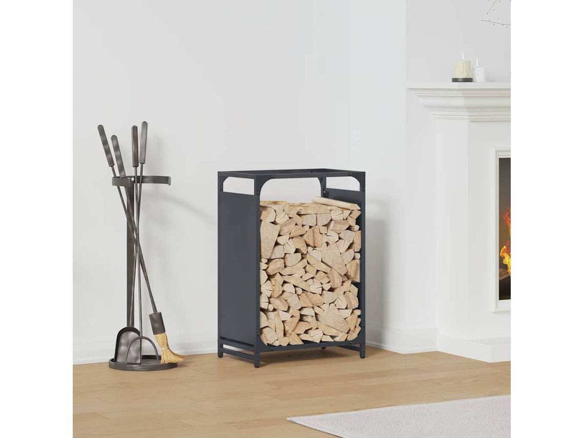 Vidaxl Suporte Para Lenha 44x28x65 Cm Aço Laminado A Frio Antracite