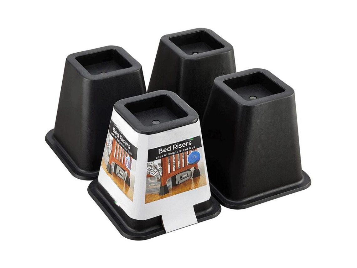 Lurelia Elevador Para Móveis, Reforçado, Empilhável, Em Borracha, Para Cama, Sofá E Mesa, 15 Cm, Preto, Suportam 136 Kg
