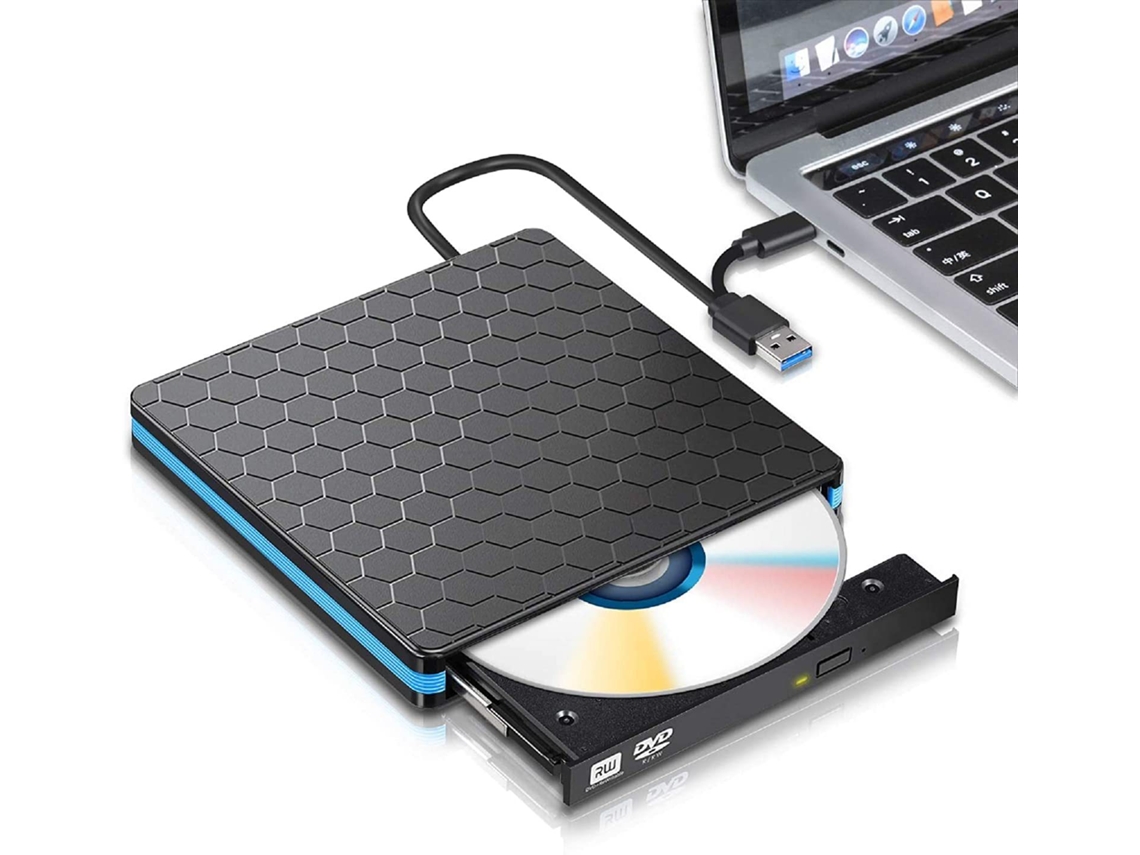 Leitor Externo De Cd/dvd - Usb 3.0,gravador De Dvd/cd-rom (sem Necessidade De Drivers) Preto Hexinyigjly