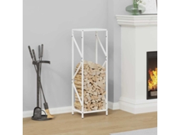 Vidaxl Suporte Para Lenha 34x25x100 Cm Aço Laminado A Frio Branco