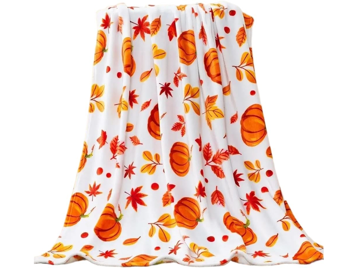 Manta de Halloween Syjym para Sofá Cama Outono Dia Ação Graças com Estampa Abóbora e Fantasma Cobertor, Macio,