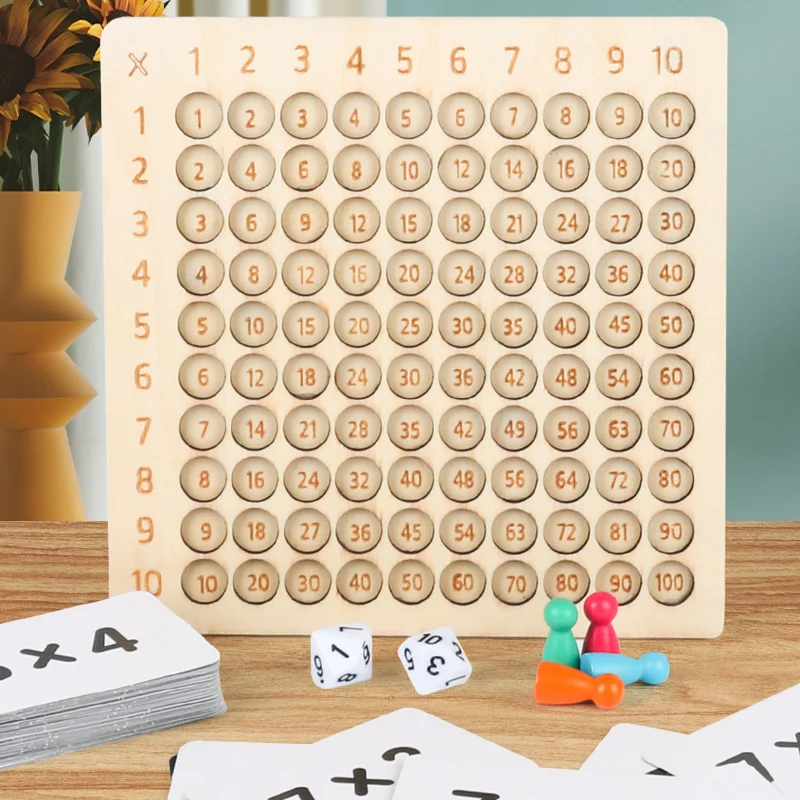 Tabuleiro De Multiplicação De Madeira Até 99 - Brinquedo Montessori De Aritmética