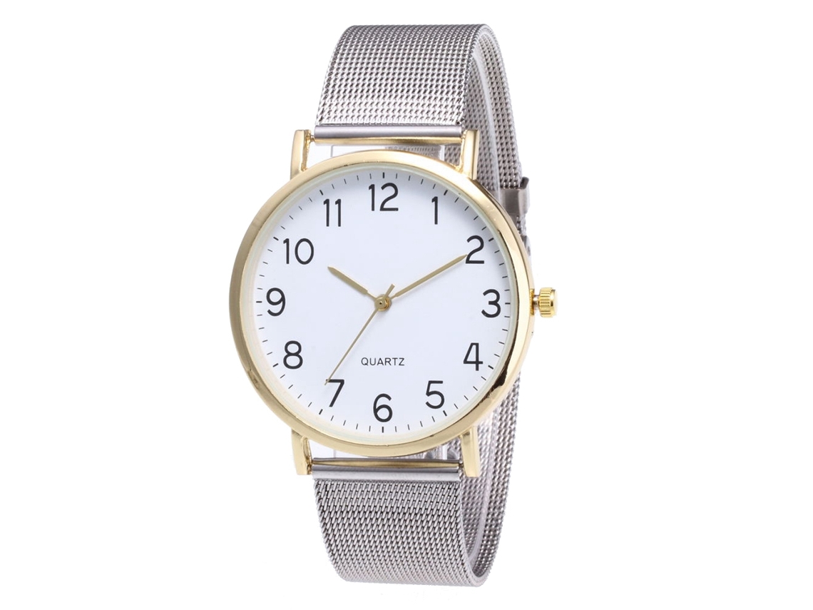 Reloj De Pulsera Analógico De Cuarzo Con Correa De Malla Moda Para Hombres (oro)