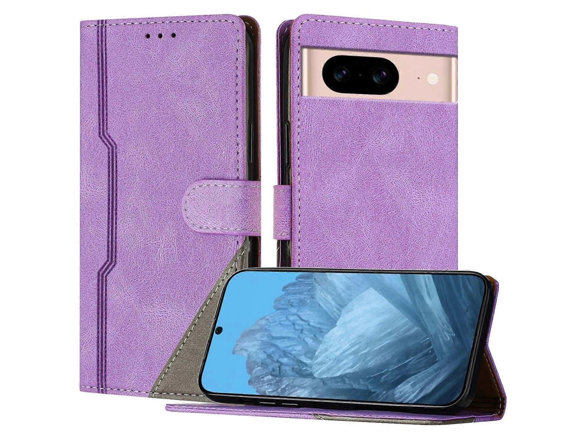 Capa De Couro Com Estampa Triangular E Suporte Tipo Carteira Para Google Pixel 8a, À Prova De Choque