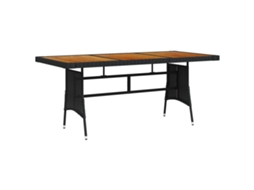 Vidaxl Mesa De Jardim 160x70x72 Cm Vime Pe E Acácia Maciça Preto