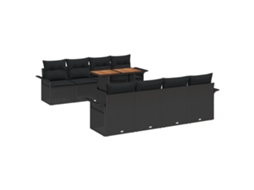 Conjunto 9 Conjunto De Jardim Vidaxl Preto Vime Pe (100 X 55 X 73 Cm)