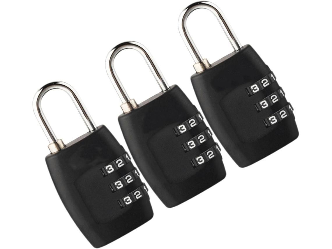 Conjunto De 3 Cadeados Combinação Para Bagagem Com Códigos, Ideais