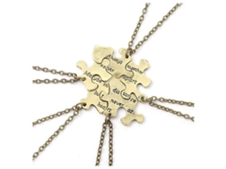 2026-colgantes De Piezas De Puzzle Grabadas En Bronce Para Amigas, Juego De 5 Para Amistad Eterna