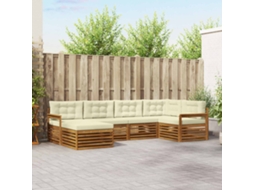 Vidaxl Conjunto De Sofás Para Exterior 6 Unid. Natural E Creme