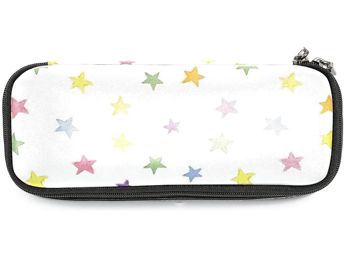 Porta-lápis grande Aquarela com estampa de estrelas e arco-íris, organizador escolar, para mesa, para adultos.