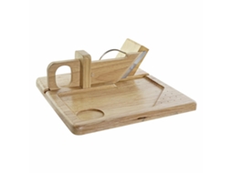 Cortador Dkd Home Decor Natural Madeira Da Borracha Aço Inoxidável (29 X 29 X 10 Cm)