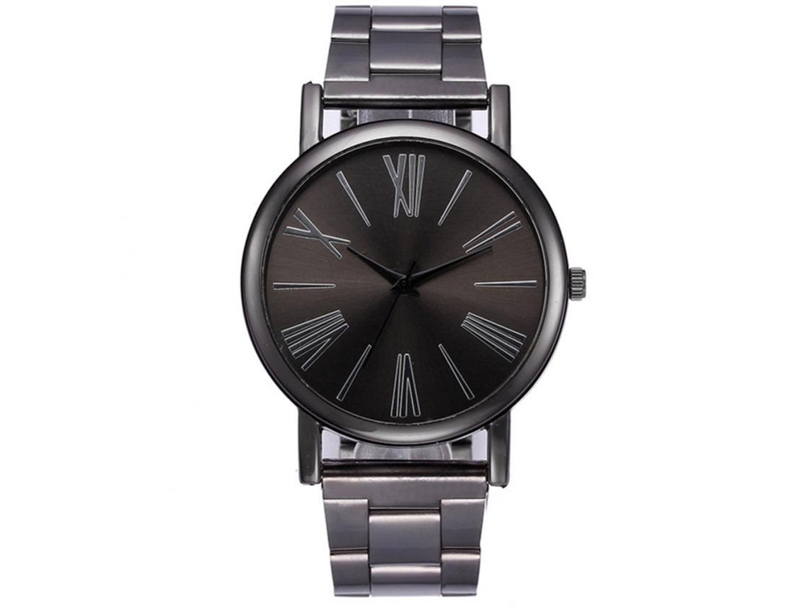 Reloj Analógico De Cuarzo Con Correa De Acero Casual Unisex (negro)