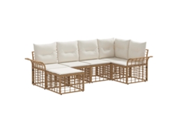 Maison Exclusive - Conjunto De Sofás Para Exterior 6 Unid. Natural E Branco Creme