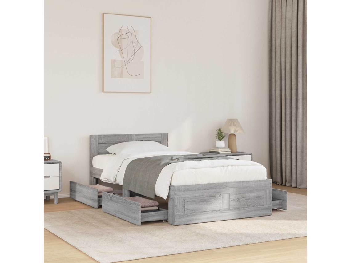 Vidaxl Estrutura Da Cama 2 Unid. Sonoma Cinzento Derivados De Madeira