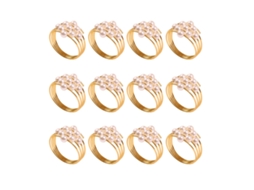 Conjunto de 12 Anéis de Guardanapo de Metal com Pérolas LAXISCREED