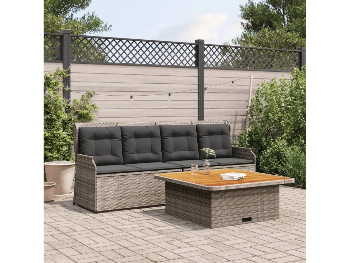 Vidaxl 3 Pcs Conjunto Sofás de Jardim C/ Almofadões Vime Pe Cinzento
