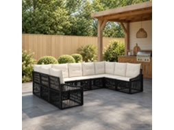 Vidaxl Conjunto De Sofá De Jardim 9 Unid. Preto Vime Pe