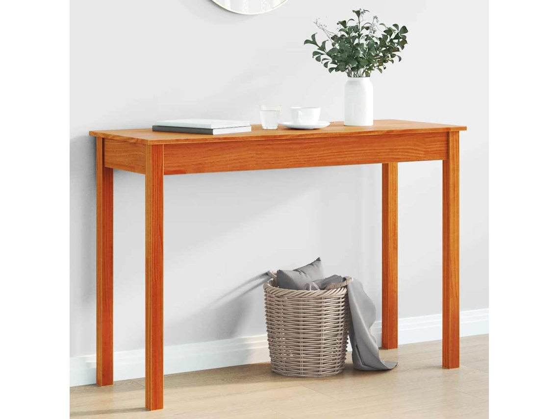 Vidaxl Mesa Consola 110x40x75 Cm Madeira De Pinho Maciça Castanho Mel