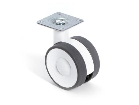 Rueda giratoria kroos aro doble ø60 con placa acabado blanco freno sin freno