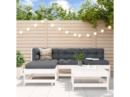 Vidaxl 5pcs Conjunto Lounge Jardim C/ Almofadões Madeira Maciça Branco