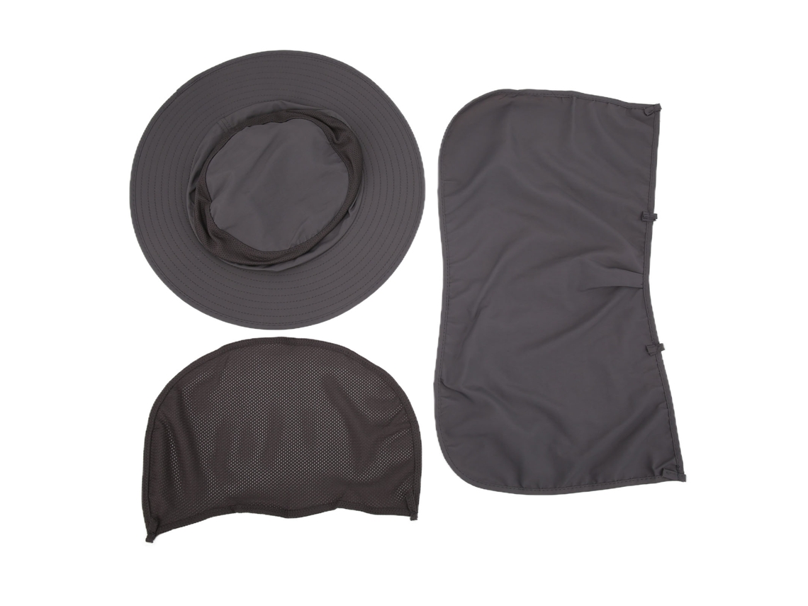 Chapéu de Pesca Nylon Respirável com Aba de Pescoço Cinza Escuro
