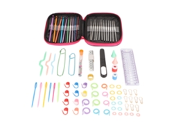 Conjunto de 100 Agulhas de Crochê com Estojo Ergonômico Kit Iniciante para Crochê e Costura