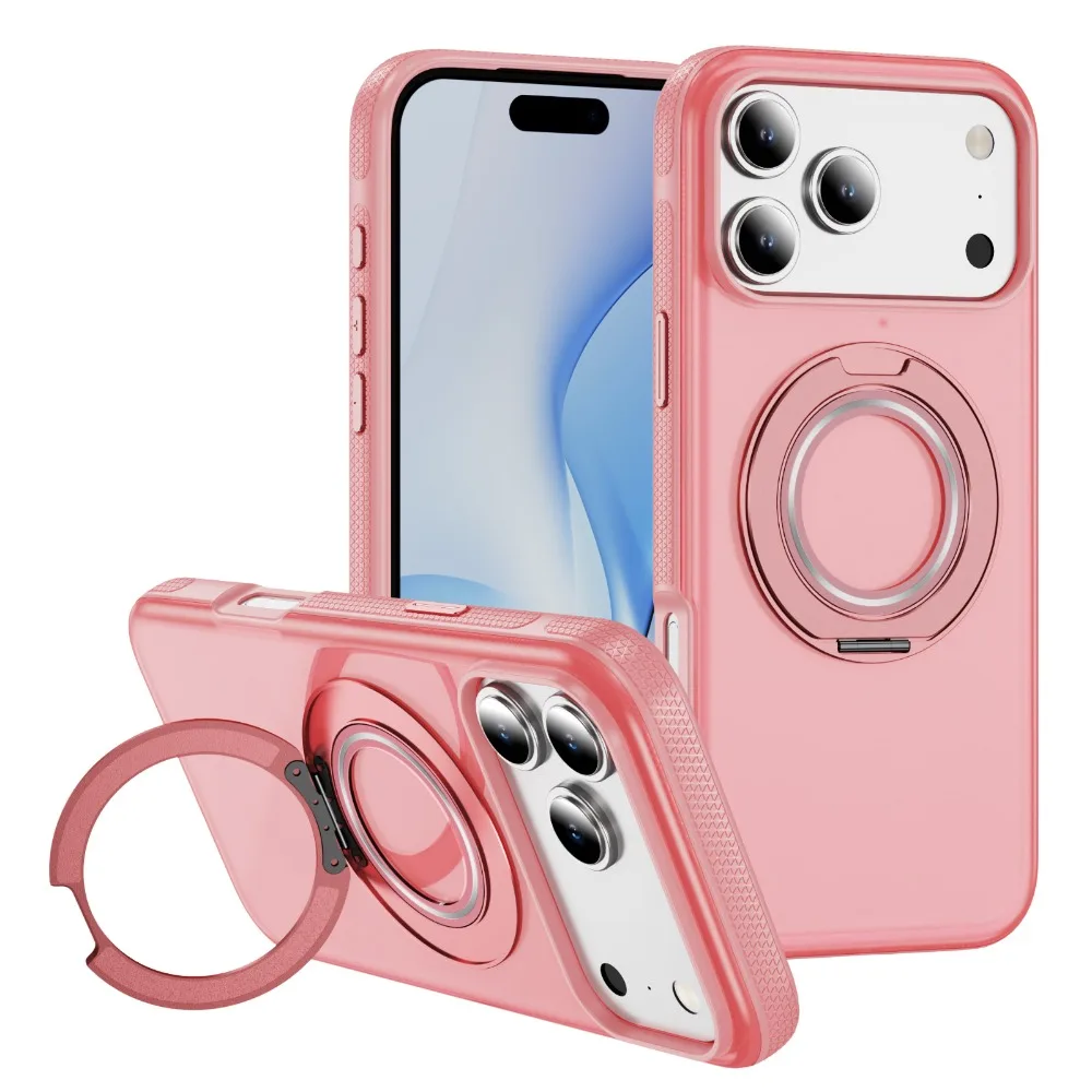 (rosa, Iphone 16 Plus) Capa Fosca Para Celular, Compatível Com Magsafe, Com Suporte De Anel Giratório De 360°.