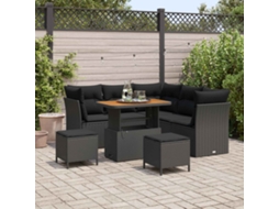 Vidaxl Conjunto De Sofá De Jardim 8 Unid. Preto Vime Pe