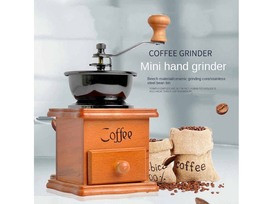 Moedor De Café Manual, Grãos De Café, Estilo Vintage, Moedor De Especiarias Frescas De Madeira Brilvibera