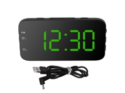 Relógio Despertador Digital LED Portátil com Snooze, Verde | S/MARCA