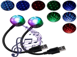 Projetor automotivo USB LED Lurelia, 9 modos, rotação de 360°, céu estrelado, sol integrado, vermelho