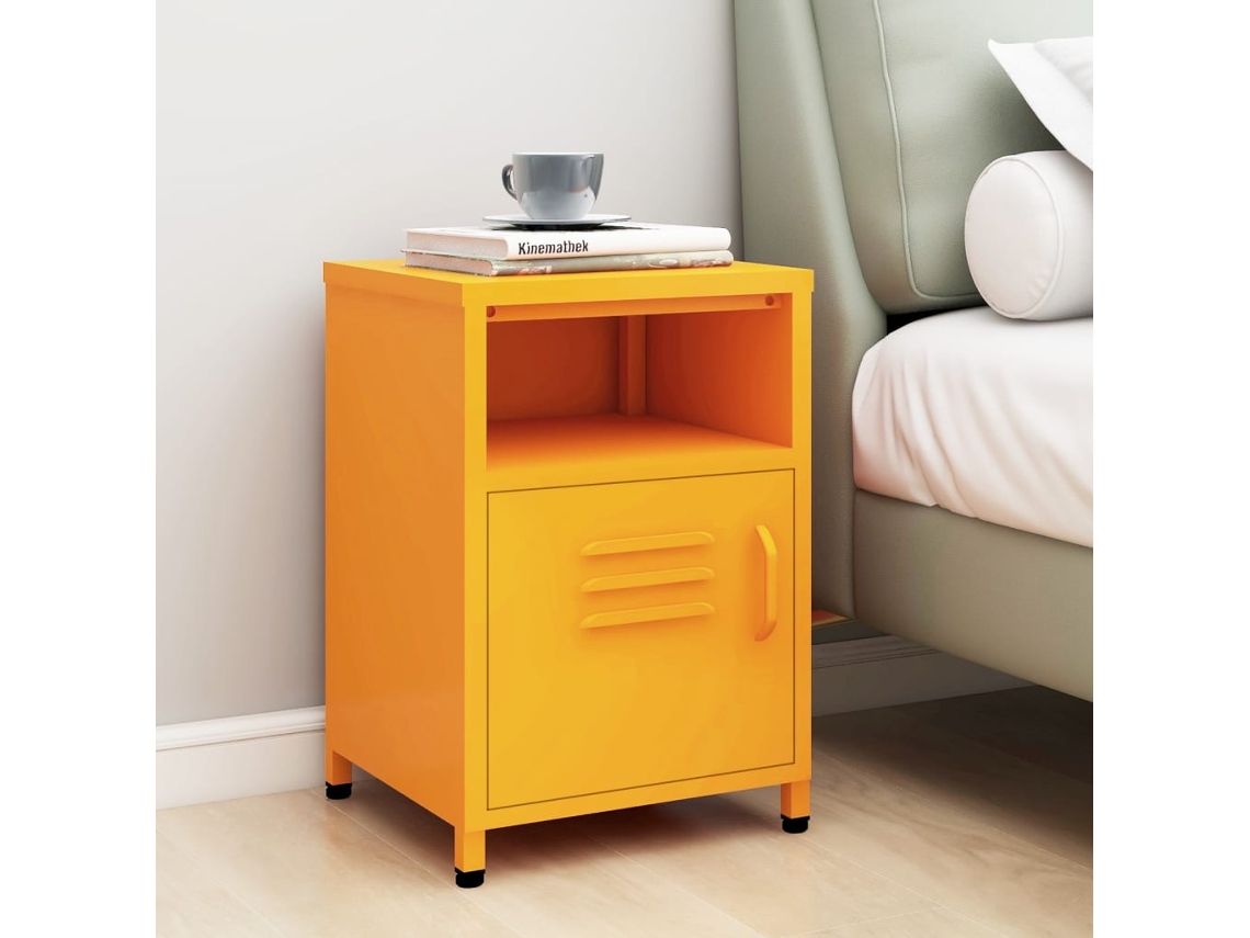 Vidaxl Mesa De Cabeceira 35x35x51 Cm Aço Amarelo Mostarda