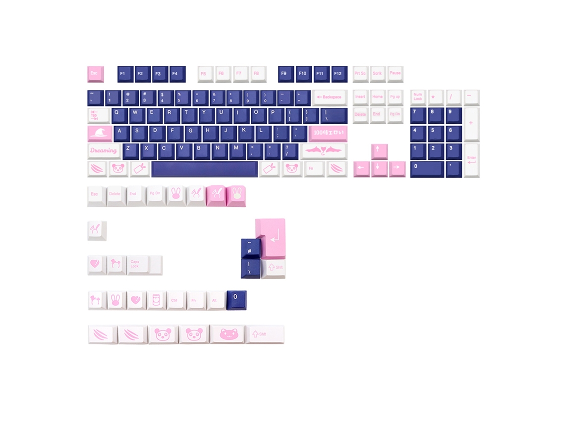 Lurelia Keycaps Conjunto Tema Dreamy Girl Japonês Inglês Dye Pbt 134 Teclas Para Teclado Mecânico