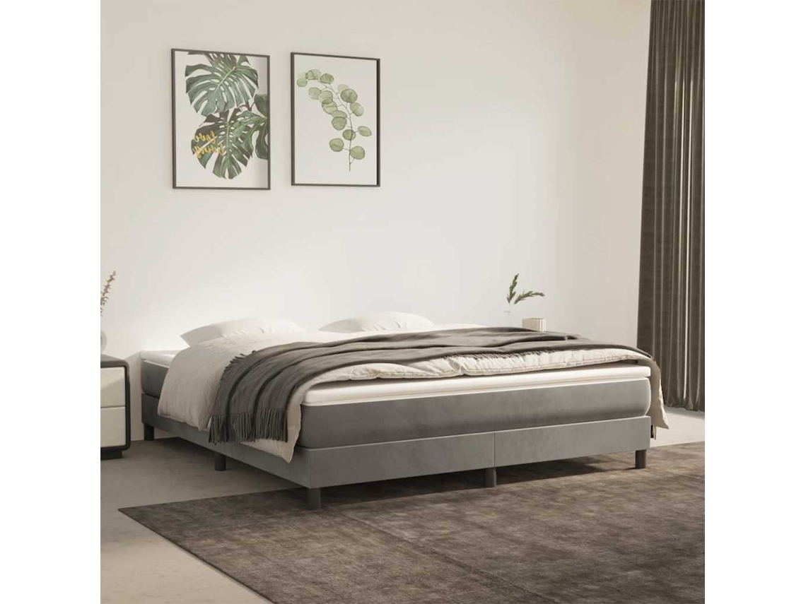 Vidaxl Colchão De Molas Ensacadas Firmeza Média 160x220x20 Cm Veludo Cinza-claro