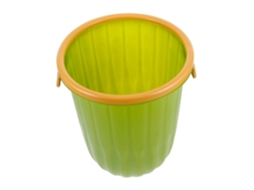 Lixeira de plástico verde de grande capacidade com anel de compressão e design simples.